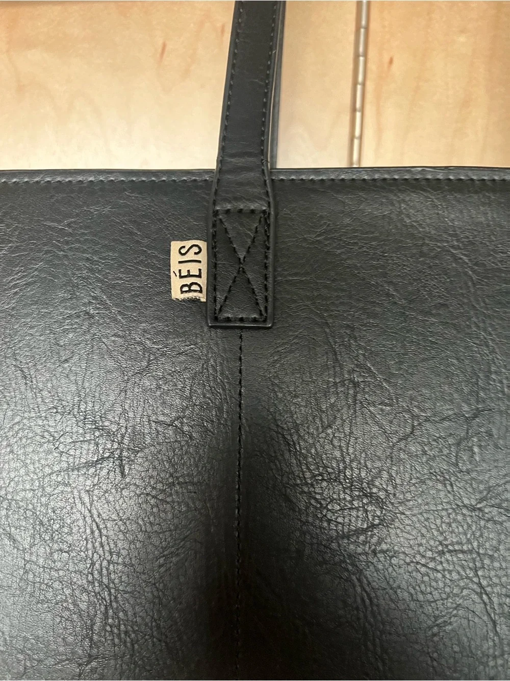 BEIS Black Structured Leather-Look Tote
